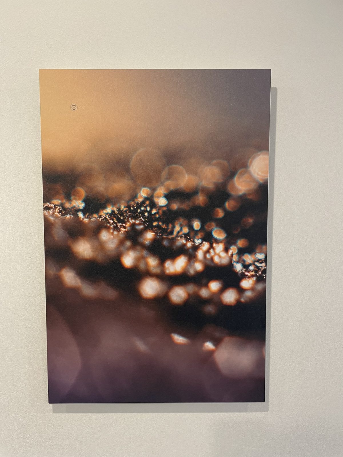 A Keys to Awaken Resonance Art work in the Diskin Life adjusting zone, golden droplets of light gathered along a dark ridge