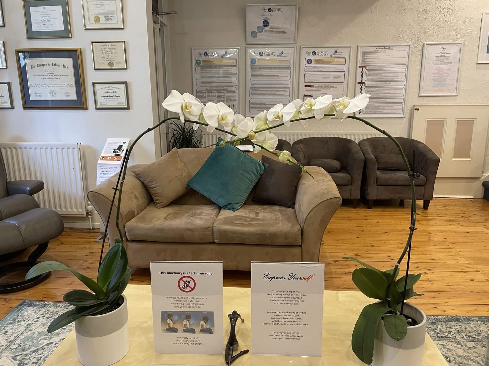 The warm lounge at Diskin Life, Fitzroy – a short trip from Northcote